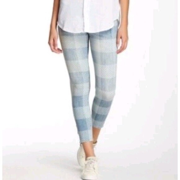 Current/Elliott  Soho Zip Stiletto Skinny Plaid Lightweight Jeans Size 27 / 4 US - Picture 2 of 9